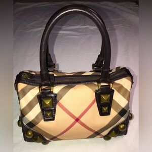 Burberry nova check brown leather bowling bag/handbag